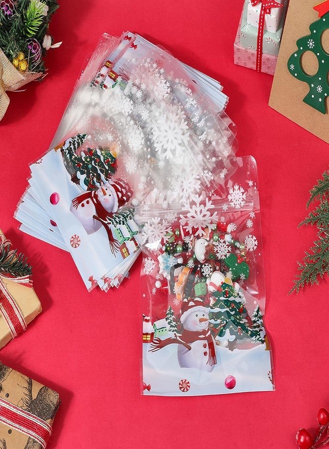 SOFPLATE 50Pcs 8.9 x 6.1 Inch Christmas Ziplock Bags Bulk Candy Zip Lock Bags PET Plastic Small Resealable Colorful Snowman Self Sealing Pouches for Christmas Candy Cookie Party Favors Gifts Packaging - Image 3